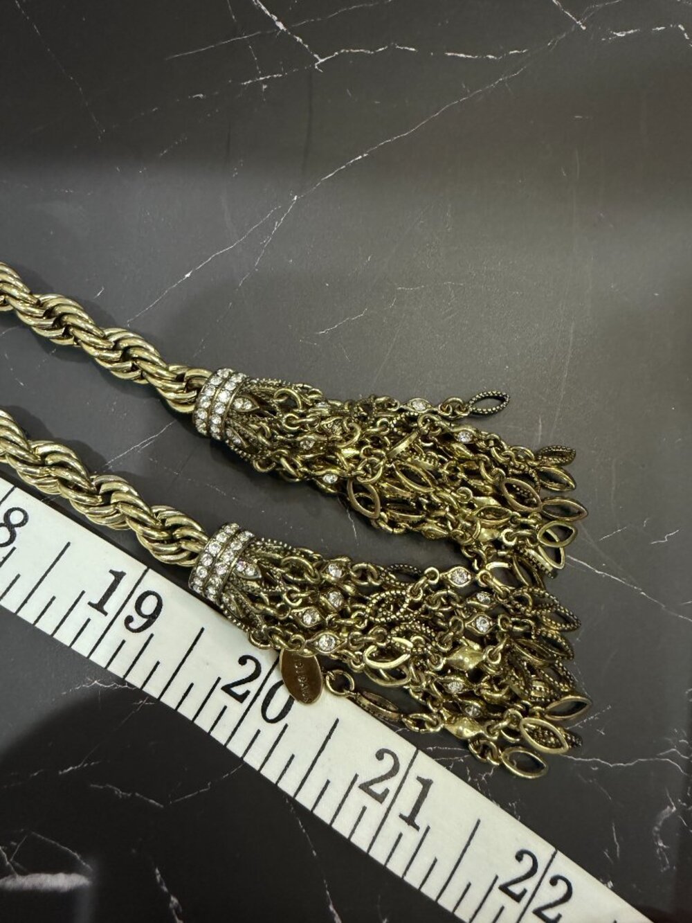 Heidi Daus Cool School Jewels Multi Wear Lariat Tassel Necklace Crystal - Picture 8 of 8